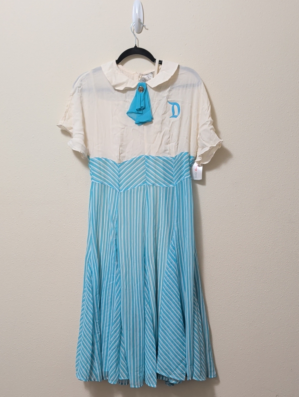 Disney Main Street Dapper Day Cream Bodice with Blue Striped Skirt Dress